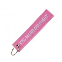 Kiss Me Before Flight RBF Keyring - Pink