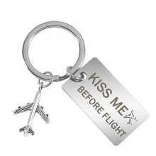 Kiss Me Before Flight Metal Keyring