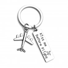 Kiss Me Before Flight Metal Keyring