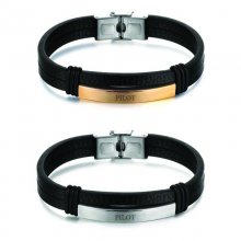 Pilot Plaque Leather Bracelet